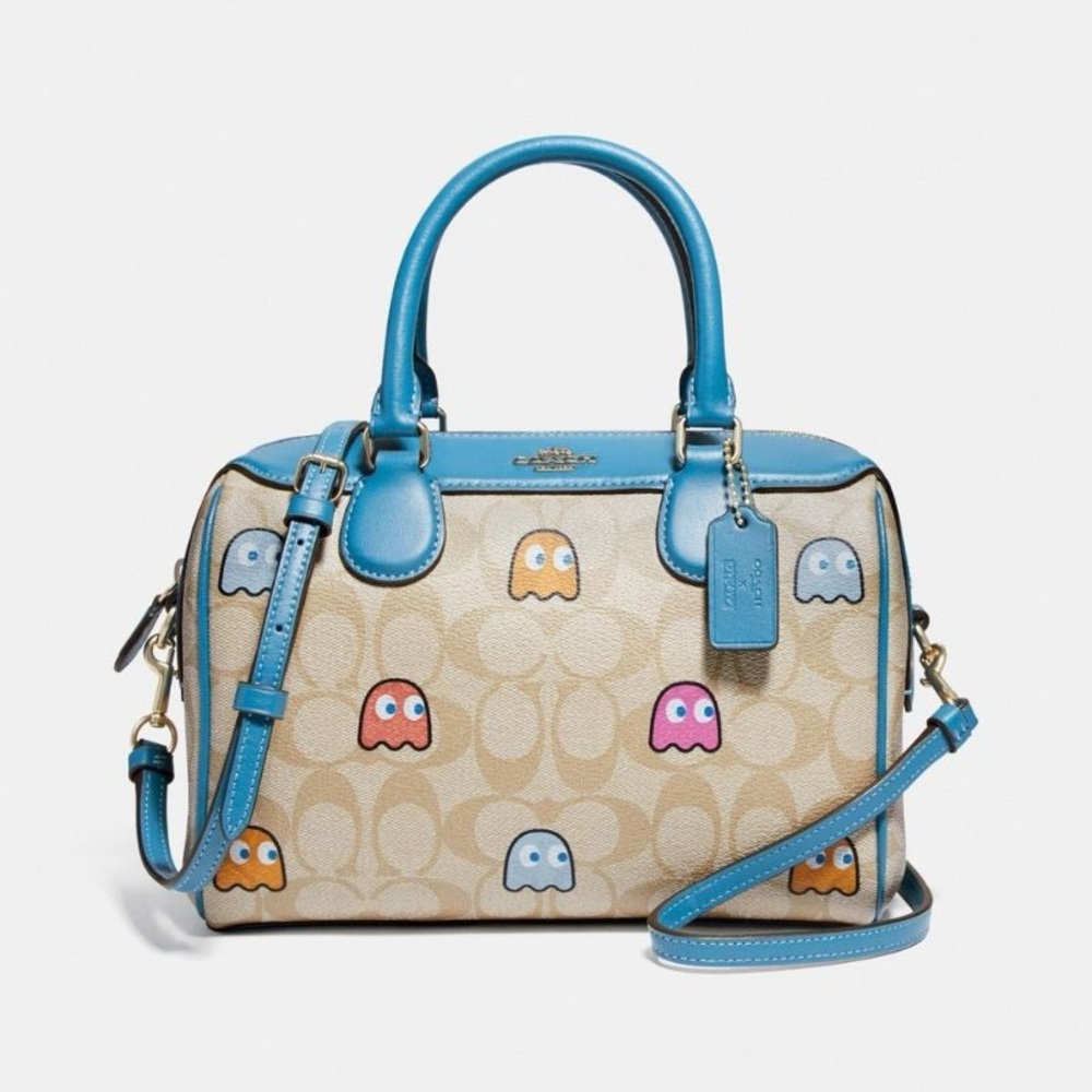 NWT - COACH MINI BENNETT SATCHEL IN PAC MAN GHOSTS PRINT
